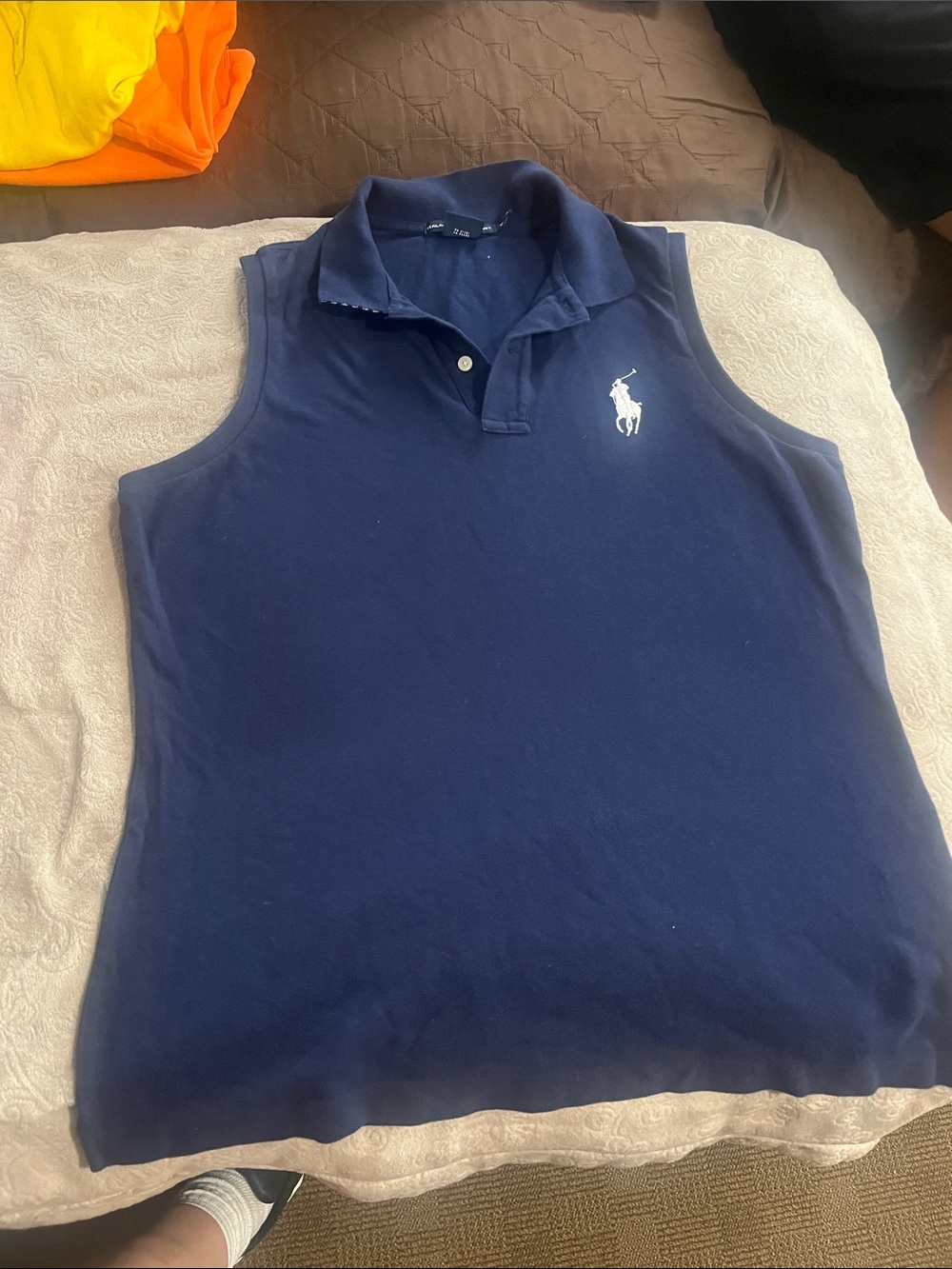 Ralph Lauren Navy Blue Sleeveless Polo Tank with White Pony